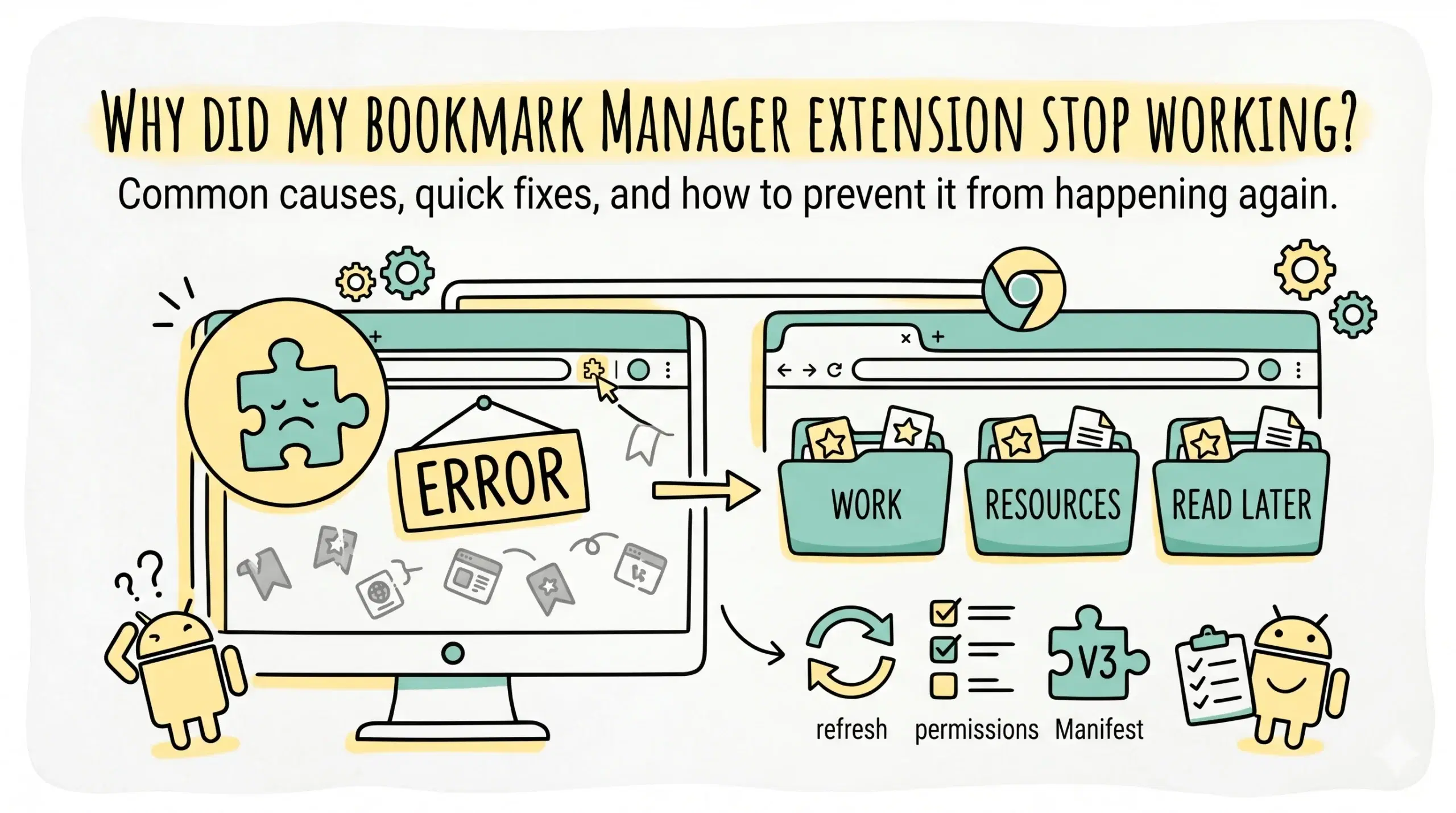 Why did my bookmark manager extension stop working?