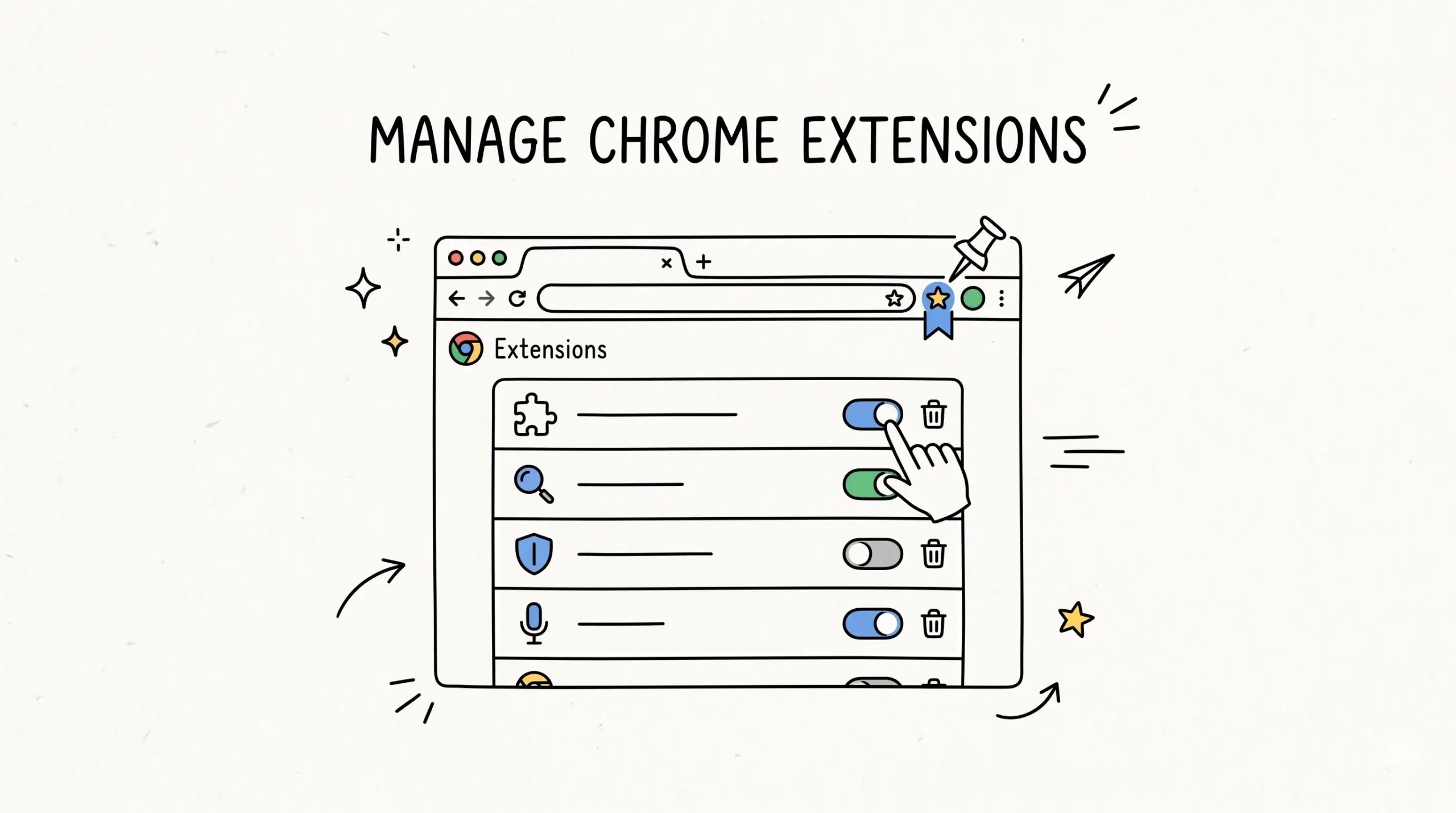 How do I manage extensions in Chrome?