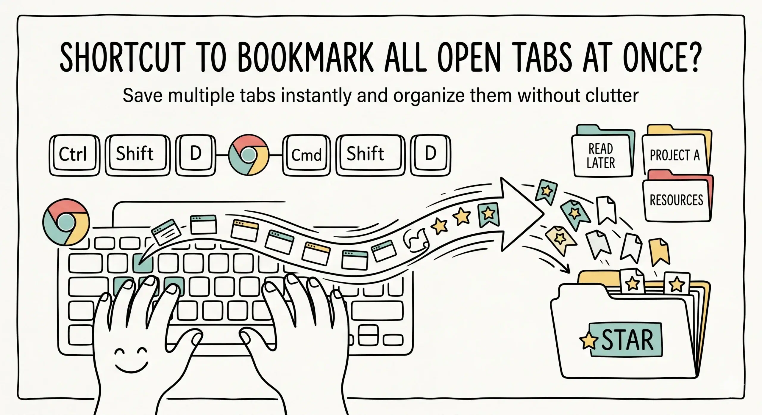 Is there a shortcut to bookmark all open tabs at once?
